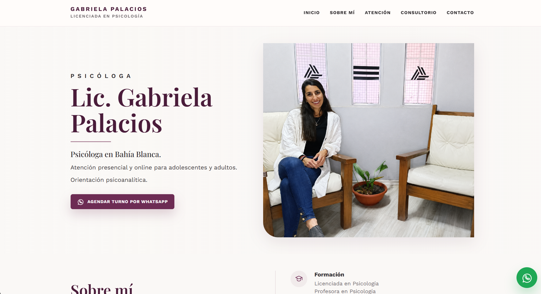 Homepage real de Gabriela Palacios
